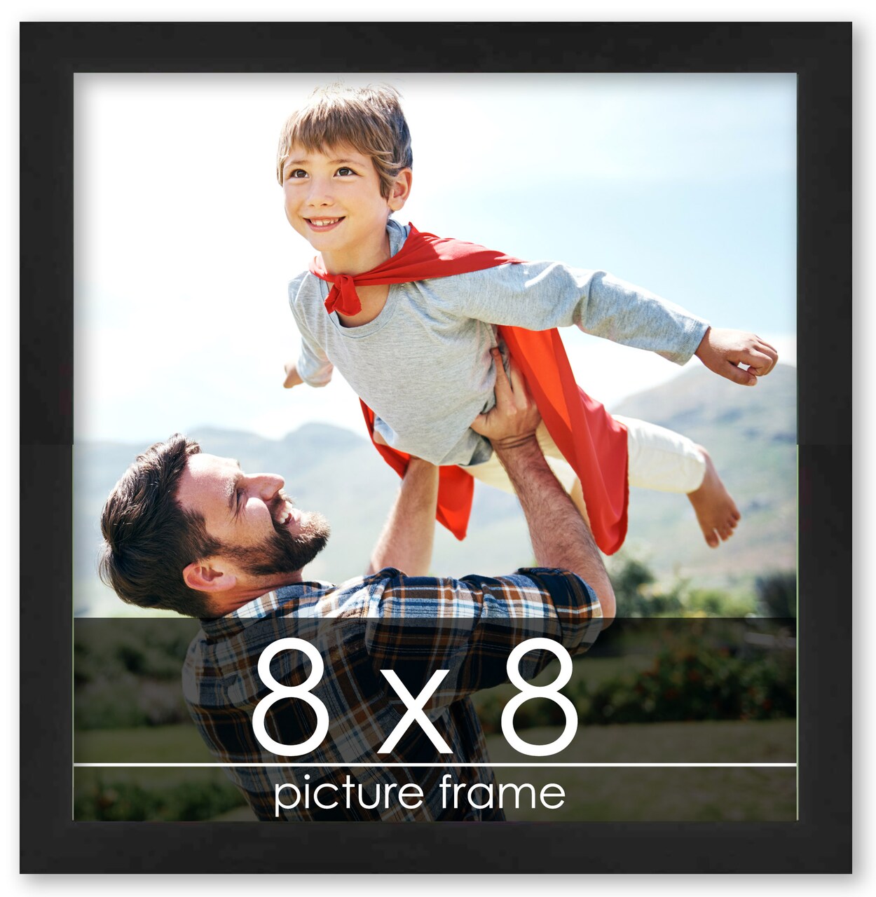 Square Decor Black Picture Frame - UV Acrylic, Foam Board Backing, Hanging Hardware